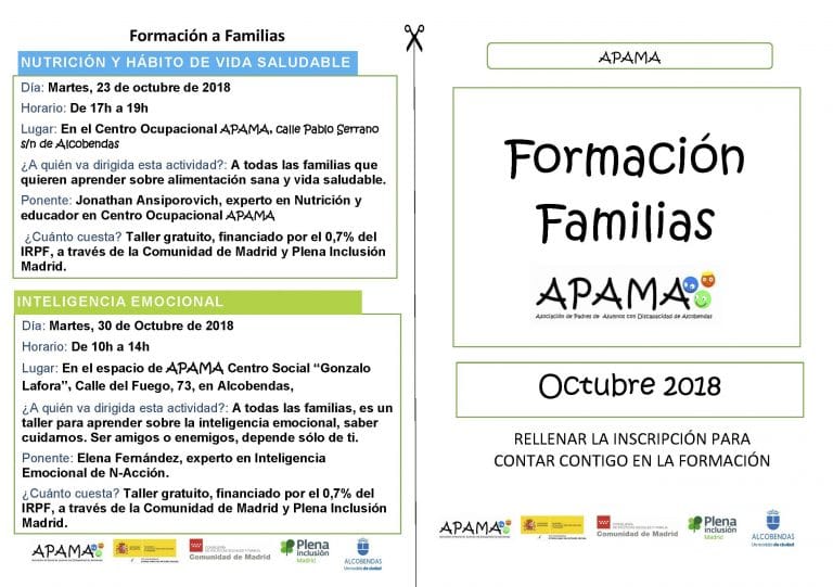 Agenda Formación a Familias en APAMA
